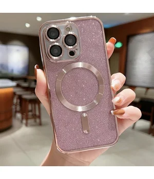 Силіконовий чохол "Shining Plating" with MagSafe для iPhone 12 Pro Max Рожевий