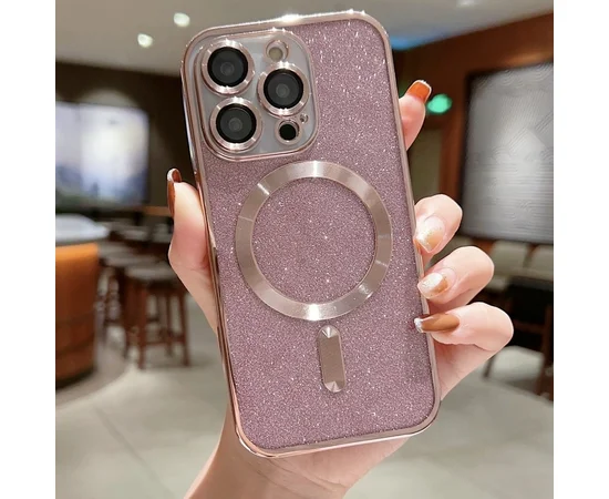 Силіконовий чохол "Shining Plating" with MagSafe для iPhone 12 Pro Max Рожевий