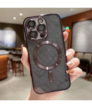 Силіконовий чохол "Shining Plating" with MagSafe для iPhone 15 Pro Max Чорний