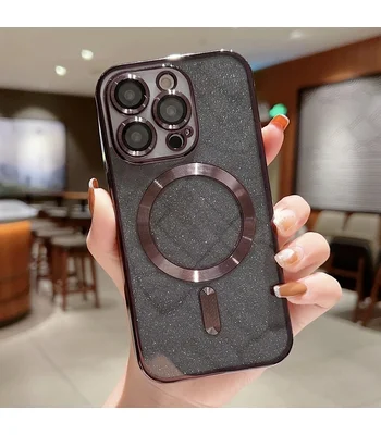 Силіконовий чохол "Shining Plating" with MagSafe для iPhone 14 Pro Max Чорний