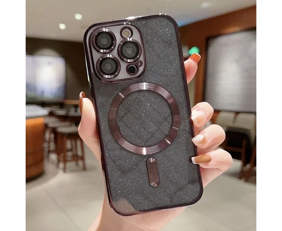 Силіконовий чохол "Shining Plating" with MagSafe для iPhone 14 Pro Max Чорний
