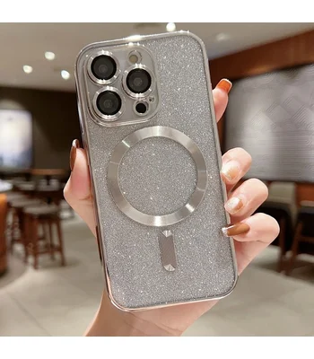 Силіконовий чохол "Shining Plating" with MagSafe для iPhone 11 Pro Max Срібний