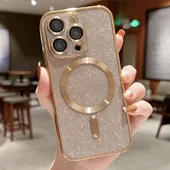 Силиконовый чехол "Shining Plating" with MagSafe для iPhone 14 Pro Золотой