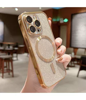 Силиконовый чехол "Shining Plating" with MagSafe для iPhone 14 Pro Золотой Силиконовый чехол "Shining Plating" with MagSafe для iPhone 14 Pro Золотой
