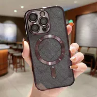 Силиконовый чехол "Shining Plating" with MagSafe для iPhone 14 Pro Max Черный