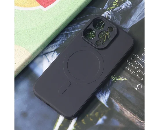 Силиконовый чехол "Silicone Matte" with MagSafe для Apple iPhone 14 Pro Черный