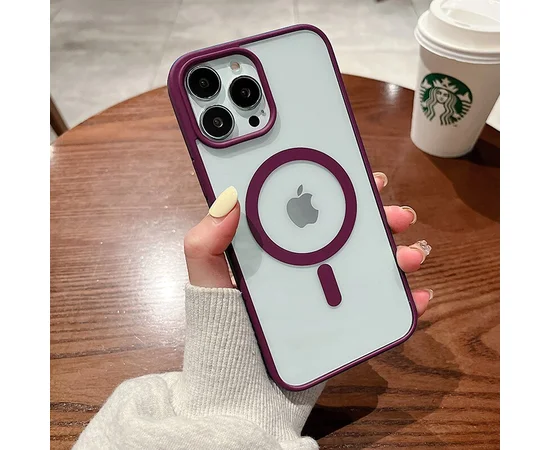 Силиконовый чехол "Luxury Acrylic" with MagSafe для Apple iPhone 14 Pro Max Бордовый