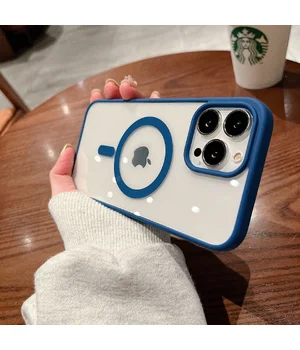 Силиконовый чехол "Luxury Acrylic" with MagSafe для Apple iPhone 14 Pro Max Синий