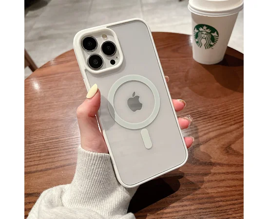 Силиконовый чехол "Luxury Acrylic" with MagSafe для Apple iPhone 15 Pro Белый