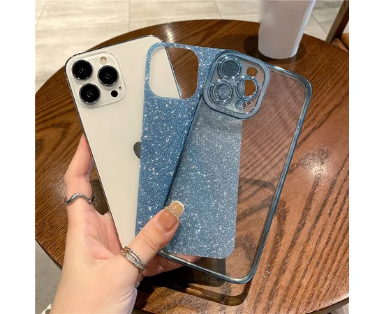 Силиконовый чехол "Shining Plating" для iPhone 15 Pro Голубой