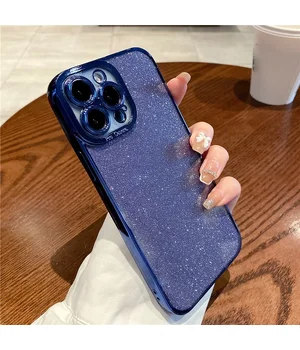 Силіконовий чохол "Shining Plating" для iPhone 14 Pro Max Синій