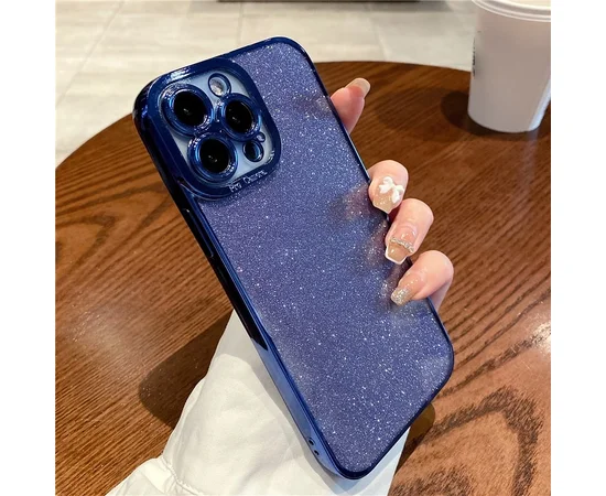 Силиконовый чехол "Shining Plating" для iPhone 15 Pro Синий