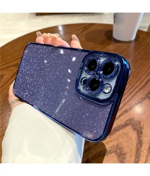 Силіконовий чохол "Shining Plating" для iPhone 14 Pro Max Синій