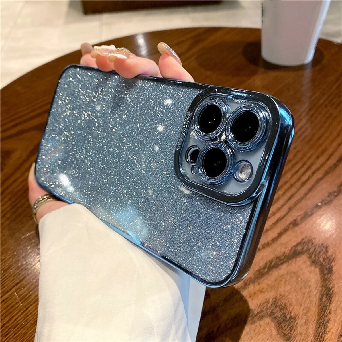 Силиконовый чехол "Shining Plating" для iPhone 15 Pro Голубой
