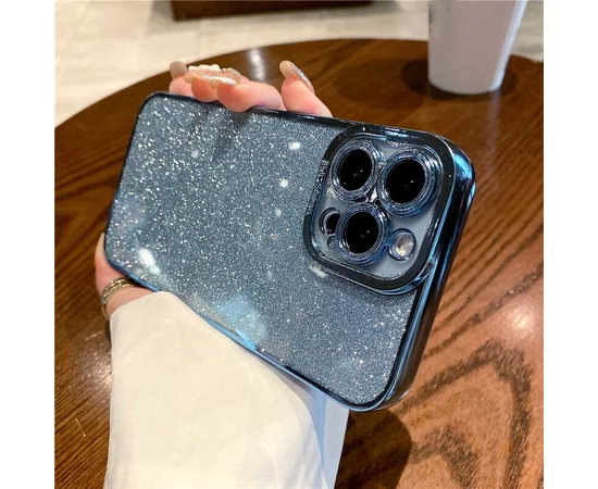 Силиконовый чехол "Shining Plating" для iPhone 15 Pro Голубой