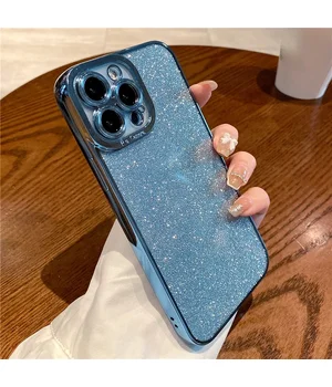 Силіконовий чохол "Shining Plating" для iPhone 15 Pro Max Блакитний