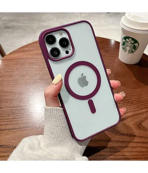 Силиконовый чехол "Luxury Acrylic" with MagSafe для Apple iPhone 14 Pro Max Бордовый