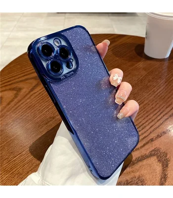 Силіконовий чохол "Shining Plating" для iPhone 14 Pro Max Синій