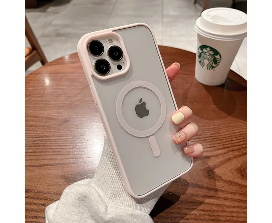 Силіконовий чохол "Luxury Acrylic" with MagSafe для Apple iPhone 14 Pro Max Світло-рожевий