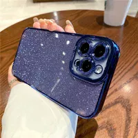 Силиконовый чехол "Shining Plating" для iPhone 15 Pro Max Синий