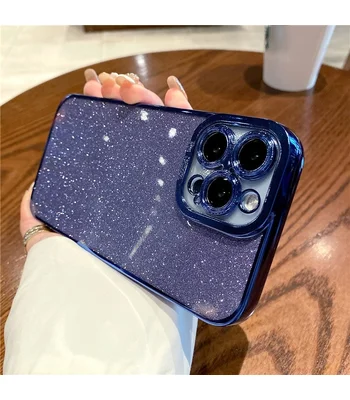 Силіконовий чохол "Shining Plating" для iPhone 14 Pro Max Синій