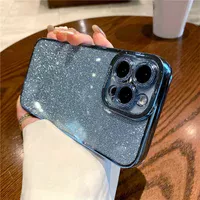 Силиконовый чехол "Shining Plating" для iPhone 15 Pro Max Голубой