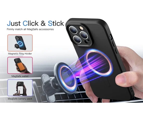 Силиконовый чехол "Silicone Matte" with MagSafe для Apple iPhone 14 Pro Max Черный