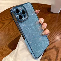 Силиконовый чехол "Shining Plating" для iPhone 15 Pro Max Голубой