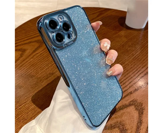 Силіконовий чохол "Shining Plating" для iPhone 15 Pro Max Блакитний