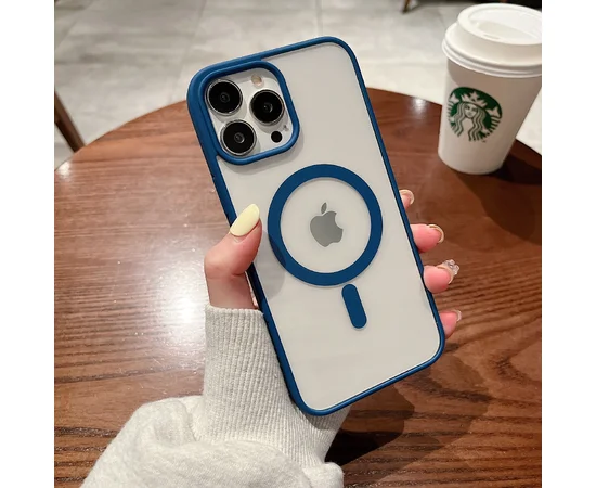 Силиконовый чехол "Luxury Acrylic" with MagSafe для Apple iPhone 14 Pro Max Синий