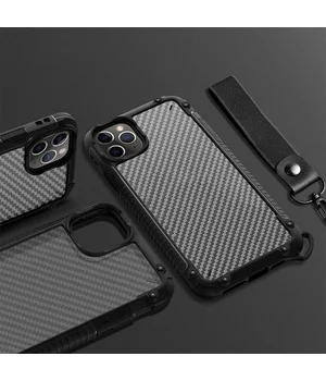Протиударний чохол "Carbon Lanyard" для iPhone 12 Pro Max Чорний