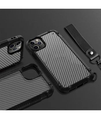 Протиударний чохол "Carbon Lanyard" для iPhone 12 Pro Max Чорний