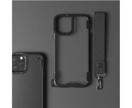 Протиударний чохол "Carbon Lanyard" для iPhone 12 Pro Max Чорний