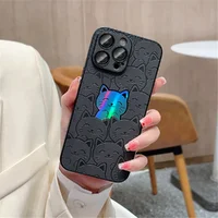 Силиконовый чехол "Laser Case" Kitten для iPhone 14 Pro Max Черный