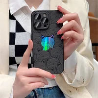 Силиконовый чехол "Laser Case" Kitten для iPhone 14 Pro Max Черный
