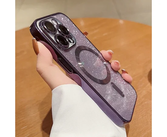 Силиконовый чехол "Shining Plating" with MagSafe для iPhone 12 Pro Темно-фиолетовый