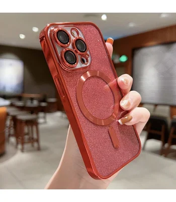 Силіконовий чохол "Shining Plating" with MagSafe для iPhone 13 Pro Червоний