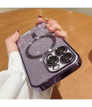 Силіконовий чохол "Shining Plating" with MagSafe для iPhone 12 Pro Темно-фіолетовий
