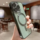 Силиконовый чехол "Shining Plating" with MagSafe для iPhone 15 Pro Max Зеленый
