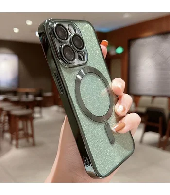 Силіконовий чохол "Shining Plating" with MagSafe для iPhone 13 Pro Max Зелений