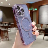 Силиконовый чехол "Shining Plating" with MagSafe для iPhone 14 Pro Фиолетовый