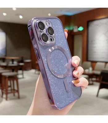 Силіконовий чохол "Shining Plating" with MagSafe для iPhone 14 Pro Фіолетовий