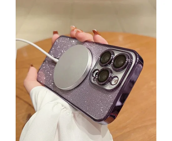 Силиконовый чехол "Shining Plating" with MagSafe для iPhone 12 Pro Темно-фиолетовый
