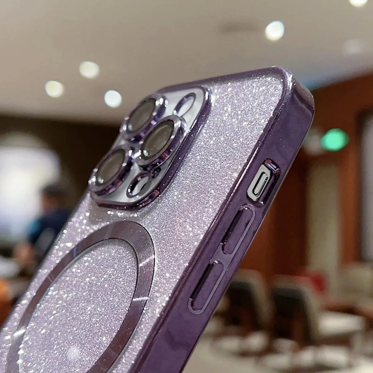 Силіконовий чохол "Shining Plating" with MagSafe для iPhone 14 Pro Max Темно-фіолетовий