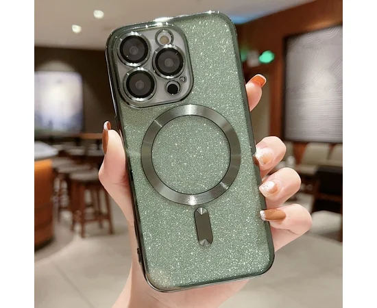 Силиконовый чехол "Shining Plating" with MagSafe для iPhone 13 Pro Max Зеленый