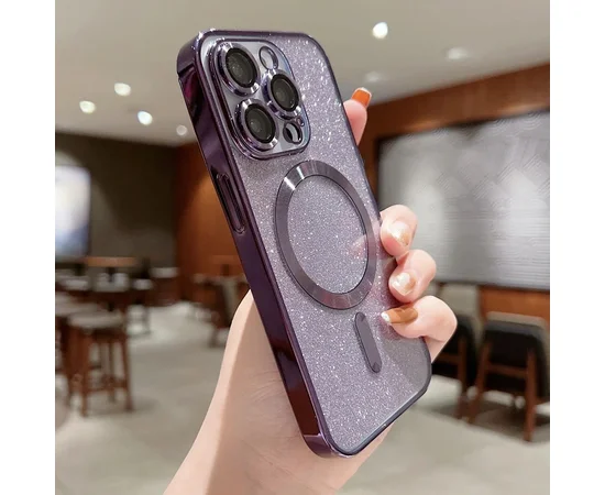Силиконовый чехол "Shining Plating" with MagSafe для iPhone 11 Pro Max Темно-фиолетовый