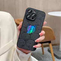Силиконовый чехол "Laser Case" Kitten для iPhone 14 Pro Max Черный