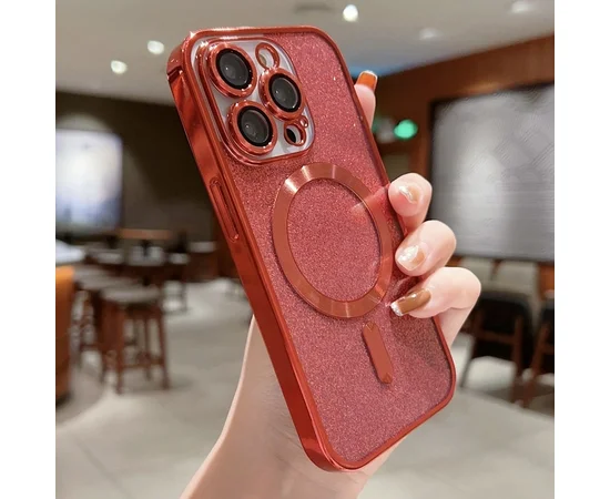 Силіконовий чохол "Shining Plating" with MagSafe для iPhone 14 Pro Max Червоний