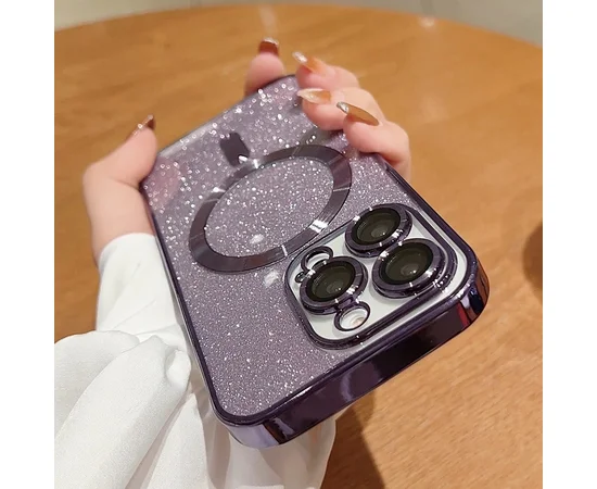 Силіконовий чохол "Shining Plating" with MagSafe для iPhone 14 Темно-Фіолетовий