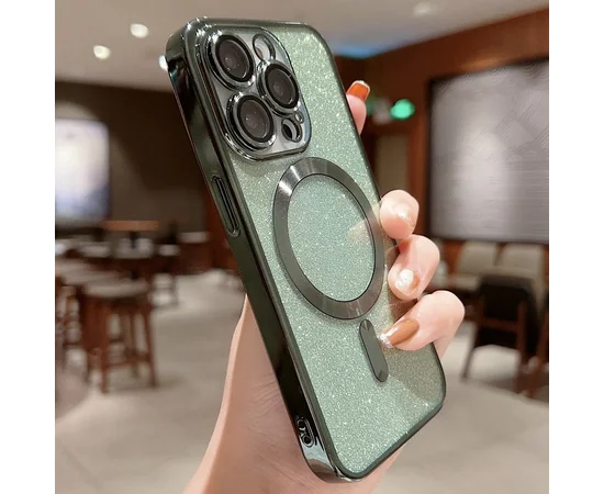 Силіконовий чохол "Shining Plating" with MagSafe для iPhone 13 Pro Max Зелений